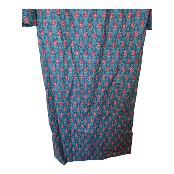 TUCKERNUCK Hyacinth House Teal Red Floral Mock Neck Maris Dress - Size Medium - Picture 11 of 13